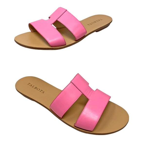 Talbots Hannah Persian Pink Vachetta Leather Slides - Picture 8 of 9